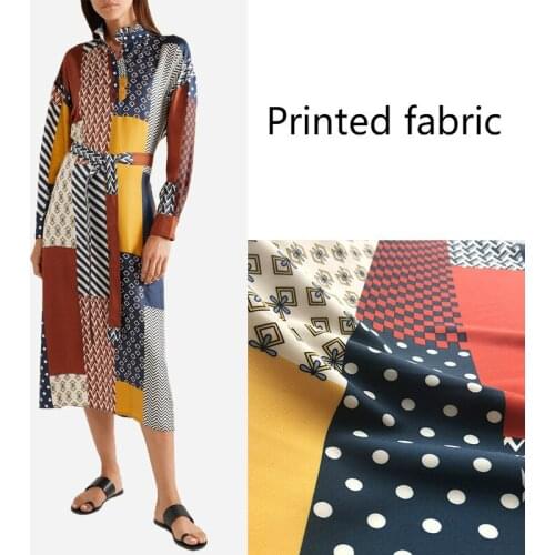 Fashion Week printed fabric brand digital printing fabric meter fashion dress handmade DIY fabric wholesale cloth