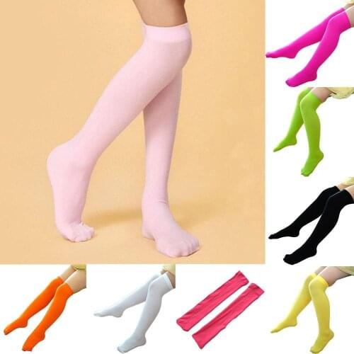Fashion Multi Color Kids Toddler Girls Solid Color Over Knee Socks Tights Leg Warmer High Stockings