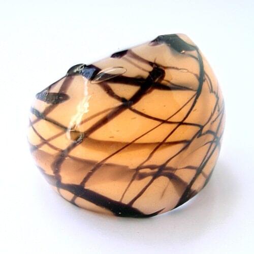 RED SNAKE Fashion Ring Handmade Champagne and Black line Murano Glass Rings