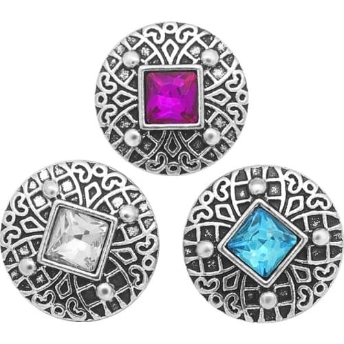 Fashion beauty Round Rhinestone pattern 18MM metal snap buttons fit DIY 18mm snap jewelry wholesale KZ3271