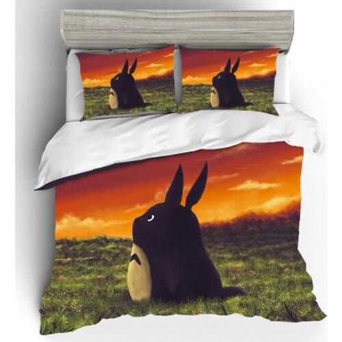 Cartoon Totoro Bed Linen Set Anime Bedding Set Luxury Duvets And Linen Sets King Size Bed Sheets and Pillowcases Home Textiles