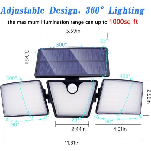 265 LED Solar Street Light Outdoor 3 Motion Sensor Solar Wall Lamp 270 Wide Angle Lighting 2400mAh For Garden Landscape Lighting