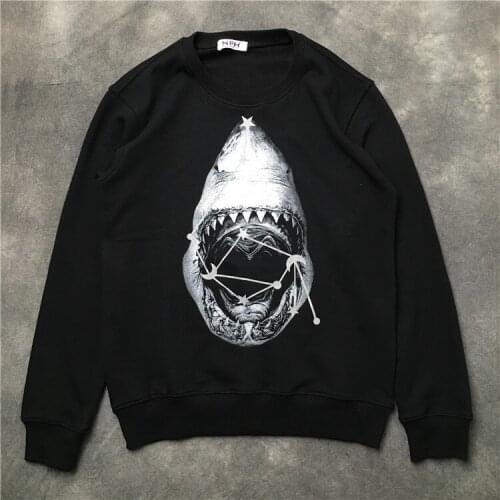 New 2018 Men Shark star moon Hoodies Hoody hooded Sweatshirts velvet Cotton Drake Thick Fleece Street Hip hop #G91