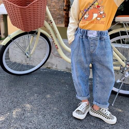 2021 new girls boys denim pants autumn fashion kids long jean pants 1-7 years