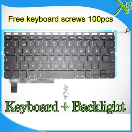 Brand New For MacBook Pro 15.4" A1286 SE Swedish Sweden keyboard+Backlight Backlit+100pcs keyboard screws 2009-2012 Years