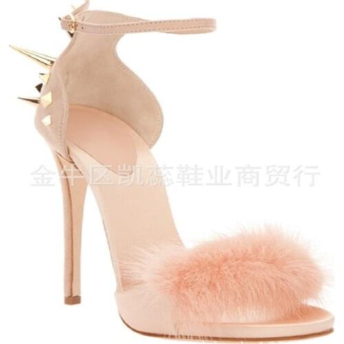 Summer new style rivet stiletto high heel banquet dress sandals custom runway catwalk super large size sexy womens shoes