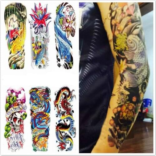 Wholesale New Large Waterproof Full Arm Tattoo Leg Sticker Tatoo Sleeves On Body Art Temporary Tatuajes 100pks/lot free shipping