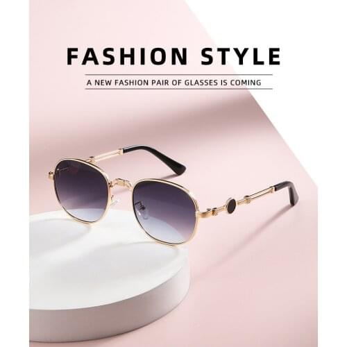 Classic small frame oval sunglasses for men Brand Design Metal high quality Men round sun glasses for women Vintage