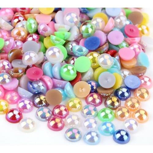 AB Color 2mm 3mm 4mm 5mm 6mm 8mm 10mm ABS Imitation Pearl Half Round Flatback Scrapbook Beads DIY Jewelry Making 25colors choose