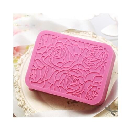 HC0153 PRZY Silicone Mold Silicone Flower Mold Rose Pattern Rectangle Handmade Soap Making Mold Flower Moulds Resin Clay Molds