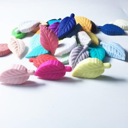 Silicone Leaf wrist pendants 10PCS Sillicone Leaf Teethers Bead Silicone Baby Pendant Necklace Beads For Teething Nurse Gifts