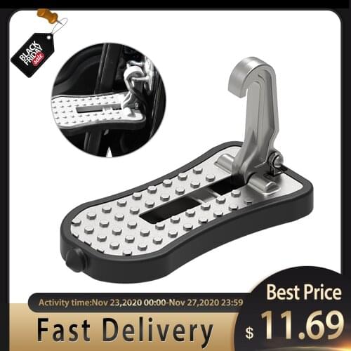 Car Door Step Pedal Universal Auto Rooftop Luggage Ladder Hooked Foot Pegs Doorstep Safety Hammer
