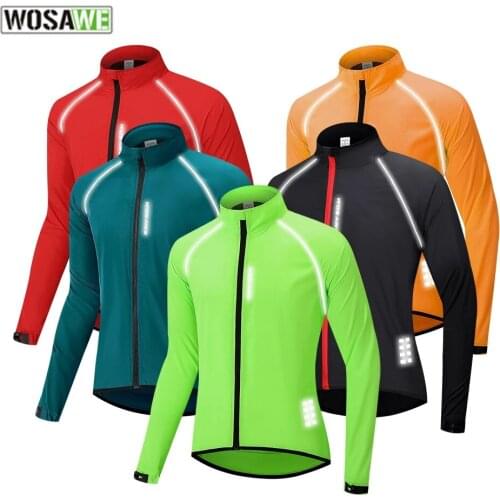 WOSAWE Cycling Windbreaker Jacket Lightweight Windproof Mountain Biking Riding Waterproof Windbreaker Long-sleeved Mens Jesery