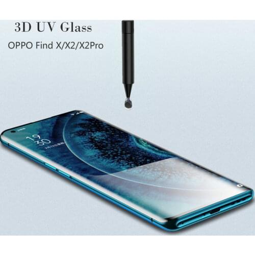 JGKK UV Glass Full Glue Cover Screen Protector for OPPO Find X2 Pro 3D Curved Tempered Glass For OPPO Find X Protective Film
