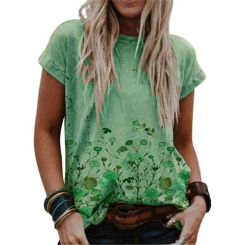 5XL Summer Floral Print T Shirt Women 2021 New Fashion Casual Short Sleeve O-Neck Plus Size Tops Ladies Streetwear Tee Clothes