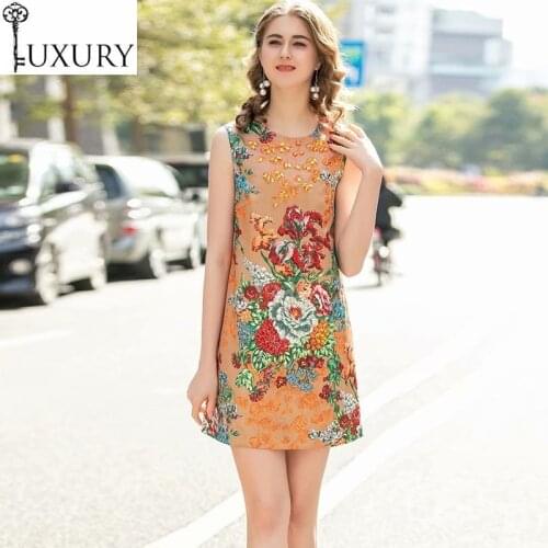 Spring Sweet Cute 2020 Summer Vintage Ladies Chic Prints Diamond Beading Sleeveless Bodycon Girl Dress Sexy Above Knee