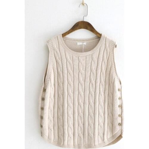 Simple Solid Retro Knit Vest Vintage Sweet Female Twist Women Vest Top Winter Outerwear Sleeveless Pullover Knitwear Waistcoat