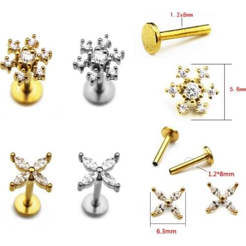1Pcs Surgical Helix Piercing Bar Top Upper Stud Earring Tunnel Plugs Jewelry Women Girls 6-8mm Ear Cartilage Tragus
