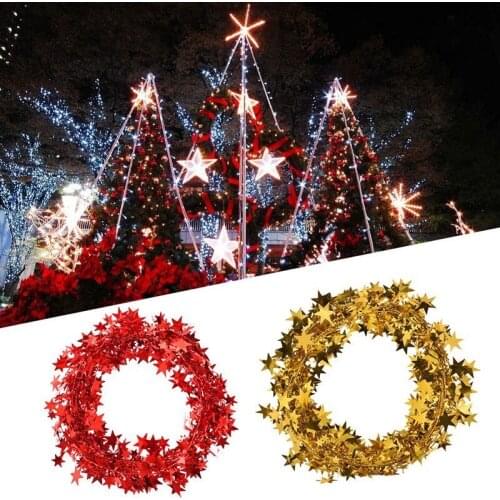 1/3PCS 7.5M Christmas Tree Hanging Star Pine String /Tinsel Stars Rattan Garland /Home Christmas Decoration Ornament