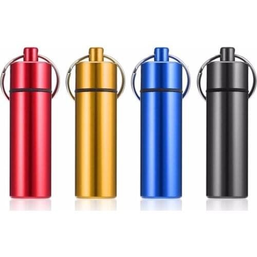 1PC Waterproof Aluminum Pill Box Case Bottle Cache Drug Holder Container Keychain Medicine Box Health Care