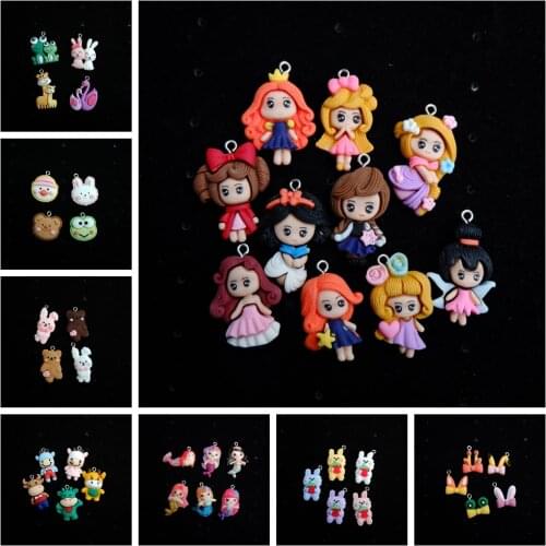 10 Pcs Mix Cute Cartoon Charms Bracelets Necklace Earring Jewelry Making Flat Back Cabochon Pendants