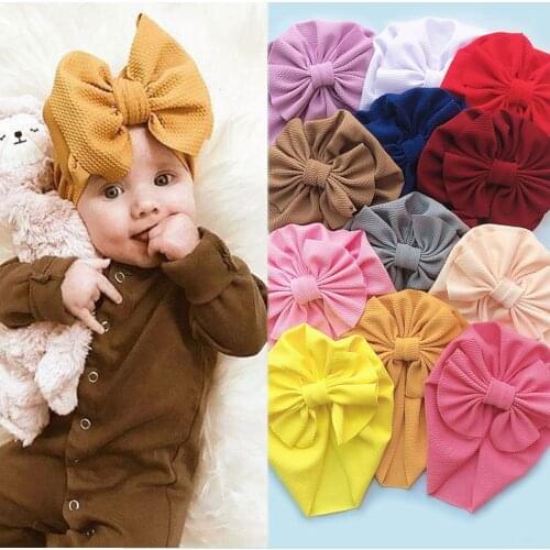 2021 Cute Baby Hat Flower Soft Cotton Baby Girl Turban Hat Solid Color Toddler Kids Spring Beanie Baby Accessories FNIANCYZ