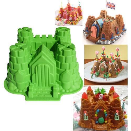 3D Castle Cake Silicone Molds Nonstick Quick Release Baking Pans for Layer Cake,Brownies, Baked Cakes, Ice-cream Cakes