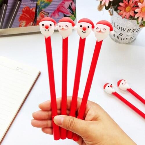 4 pcs/lot Cartoon Santa Claus Red 0.5mm Black Ink Gel Ink Pen Promotional Gift Stationery School & Office Supply