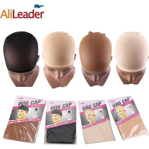 Alileader Top Selling 2pcs/pack Hair Mesh Wig Cap 4colors Comfortable Stretchable Monofilament Wig Caps For Making Wig Free Size