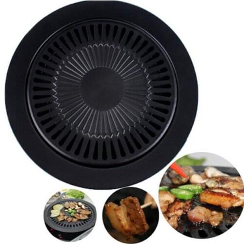Non-Stick Metal BBQ Pan Portable Outdoor Barbecue Pan Smokeless Indoor Barbecue Grill