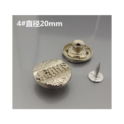 Free shipping 10pcs/lot 20mm High-end clothing buttons metal zinc alloy clasp shook head buttons clothes cowboy pants buttons