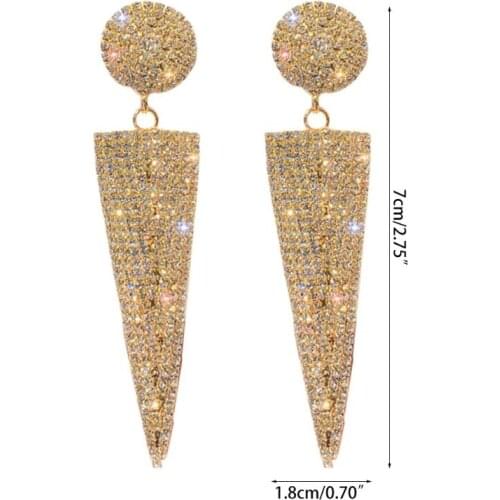 Jewelry Big Earrings For Women Geometric Triangle Metal Crystal Drop Dangle Earrings Fashion Party Earrings