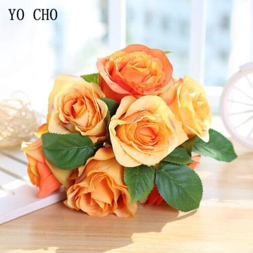 7 Heads Small Roses Artificial Flowers Bouquet Silk Bridal Bouquet for Wedding Home Table Wall Bedside Decor Simulation Floral