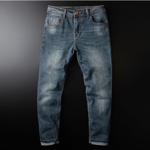 Fashion Streetwear Men Jeans Blue Color Hip Hop Pants Hombre Elastic Skinny Jeans Homme Classical Ankle Zipper Jeans Homme