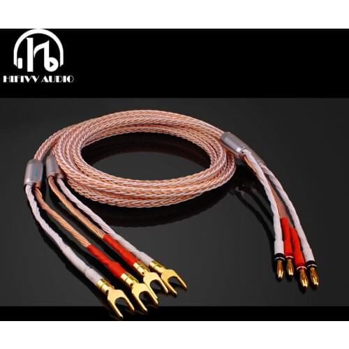 Hi END Speaker Cable line of audio amplifier pure Copper wire Gold-plated Bananas Plug hifi cable 2.5M 1.5M
