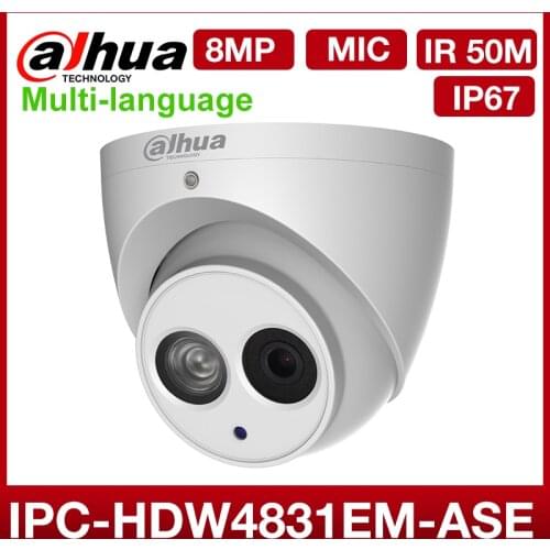 Dahua IPC-HDW4831EM-ASE 4K 8MP POE English FirmwareR 50m Security Camera Built-in Mic Support SD Card Replace IPC-HDW4830EM-AS