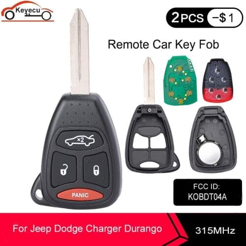 KEYECU KOBDT04A Remote Key 4 Button 315MHz ID46 Chip FOB for Dodge Charger Durango for Chrysler Aspen 300 for Jeep Grand Cheroke