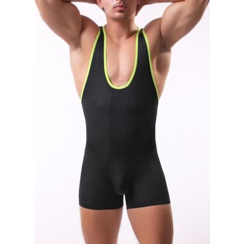 Mens Wrestling Singlet Jumpsuit Shorts Undershirts Sexy Underwear Breathable Bodysuit Sleepwear Boxershorts