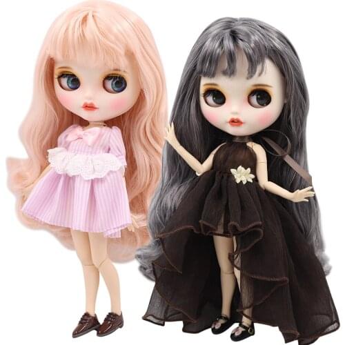 ICY DBS blyth doll customized face custom doll white skin joint body matte face with teeth eyebrow, 30cm