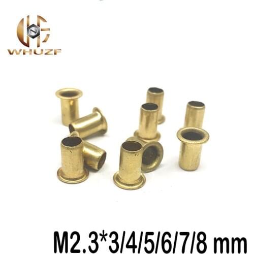 500pcs M2*2/2.5/3/3.5/4/5/6/7/8/10 mm Hollow Copper rivet Bronze rivets Cross hole Brass rivets Single tube DIY accessories