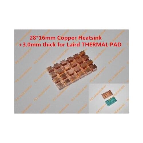 28*16mm Copper Heatsink+3.0mm thick for Laird THERMAL PAD Pure Copper MINI PCI-E Interface laptop Wireless Network Card HeatSink