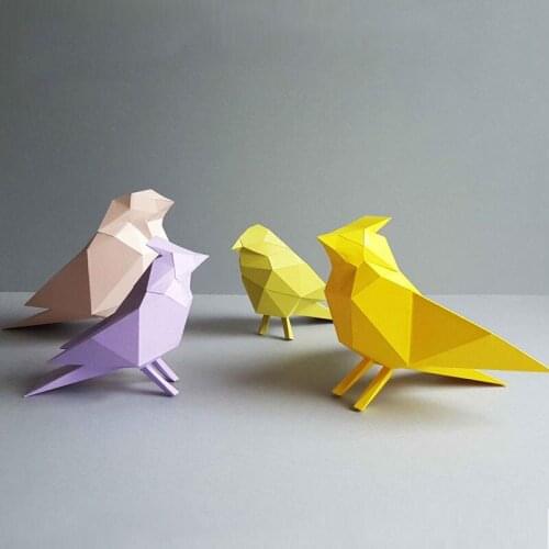 3D Simulation Bird Set Handmade Origami Animal Paper Model DIY Creative Craft Puzzles Educational Kids Toy Desk Decoration