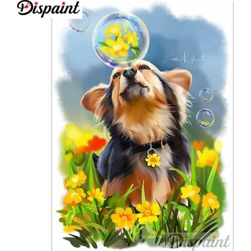 Dispaint Full Square/Round Drill 5D DIY Diamond Painting "Animal dog flower"3D Embroidery Cross Stitch Home Decor Gift A12253