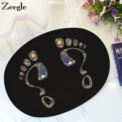 Zeegle Oval Door Mats Outdoor Rugs Bathroom Carpets Absorbent Shower Room Foot Mat Footprints Kids Room Rug Bedroom Mats