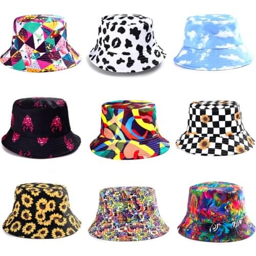 Summer Cartoons Print Bucket Hat Men Women two side Fashion Hip Hop Outdoor Shade Fisherman Hat Bob Boys Girls Casual Panama