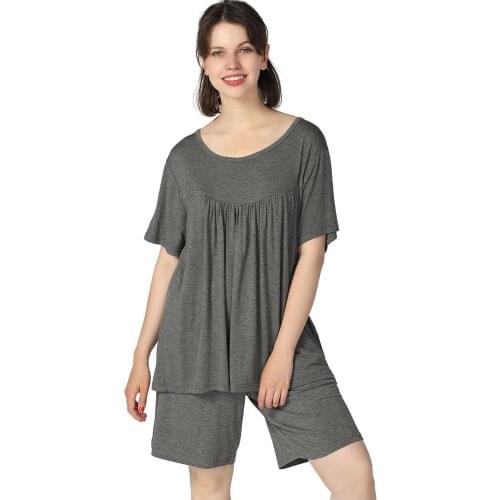 Pajamas Women Plus Size XXL-7XL Short Sleeve Loose Pink Femme Pyjama Two Piece Set Summer Women Pijama Adulto Feminino