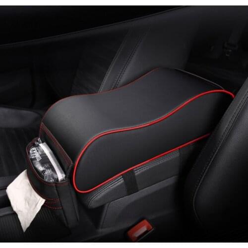 PU Leather Car Armrest Box Pad Cushion Auto Center Console Arm Rest Seat Box Heightening Soft Pad Hand Support with Storage Bags