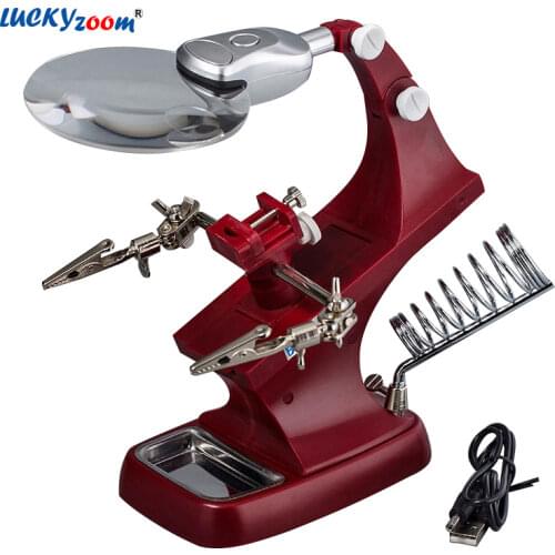 Standing Table Lamp USB Illuminated Magnifier 360 Turning Maintenance Magnifying Glasses Soldering LED Magnifier Jewelry Loupe