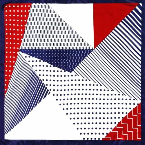 POBING Silk Scarf Women Geometric Dot Square Scarves Wraps Small Bandana Office Lady Silk Foulards Head Neckchief Hijabs 60CM