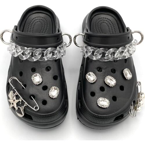DIY Decoration For Women Croc Clog Shoe Charm Fashion Transparent Acrylic Girl Shoe Chain Backpack Handbag Jewelry Accessories